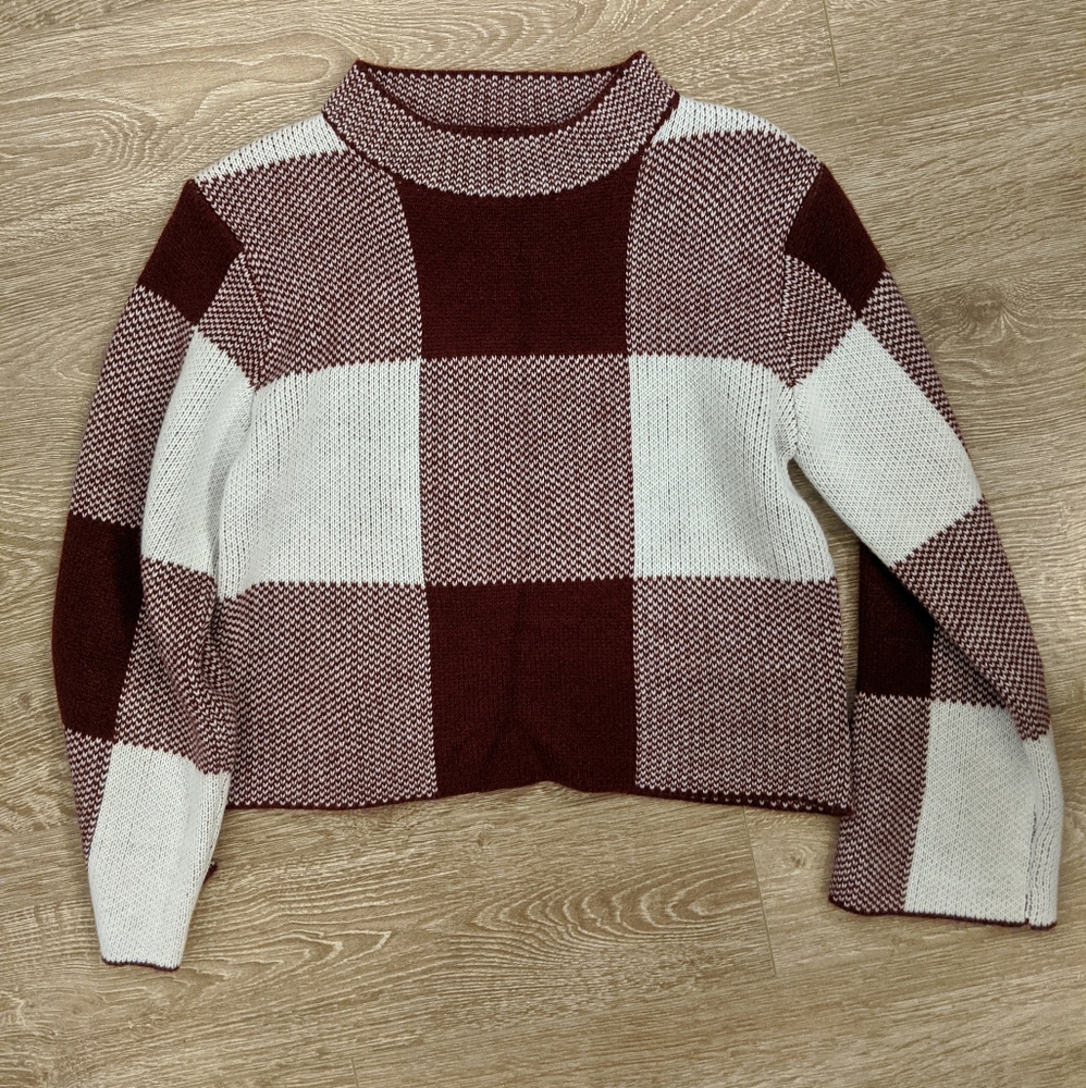 Checkered Crop Sweater